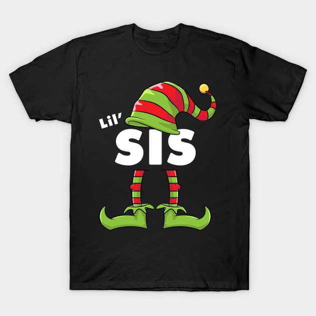 Lil' Sis Elf Funny Matching Christmas Costume Family T-Shirt by teeleoshirts